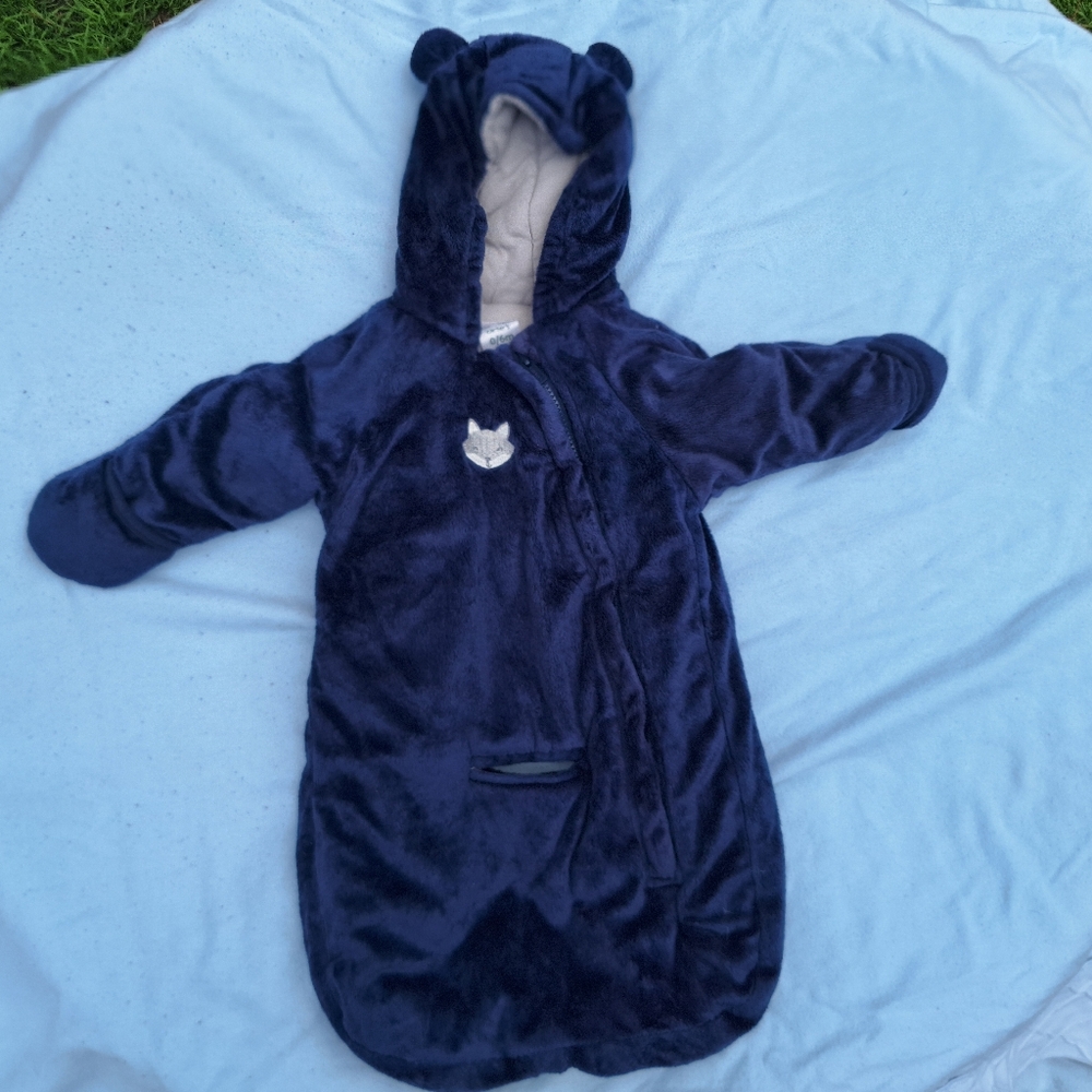Navy Blue Baby Bunting Suit